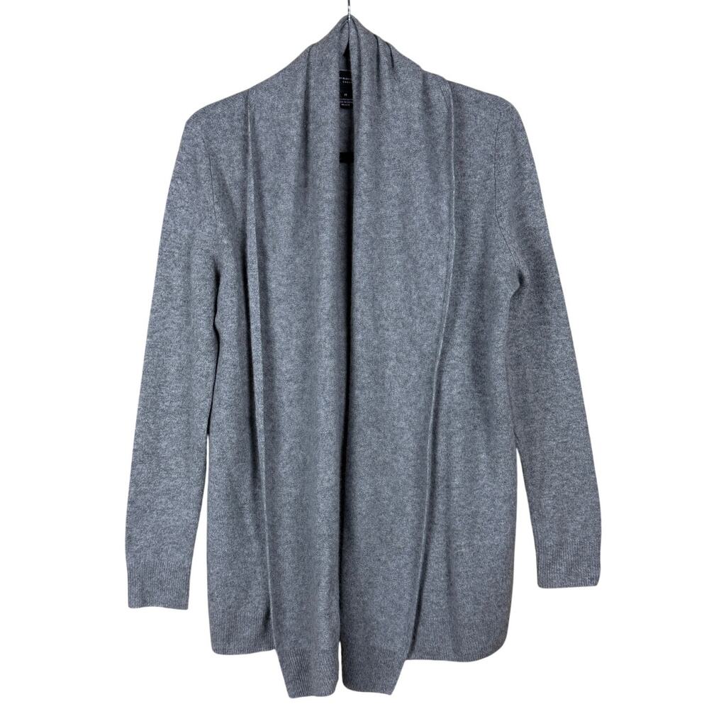 C by Bloomingdales Gray 100% Cashmere Open Front Cardigan Sweater Size Medium